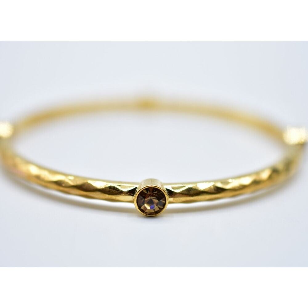 Graziano Bangle Bracelet Sparkling Rhinestone Crystal Gold Signed 1990s Bin7
